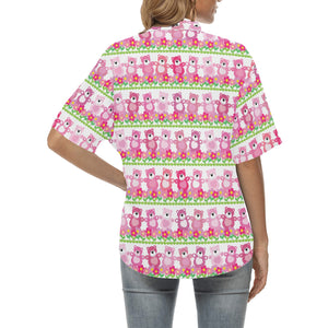 Teddy Bear Pattern Print Design 04 Women's All Over Print Hawaiian Shirt