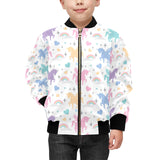 colorful unicorn rainbow heart pattern Kids' Boys' Girls' Bomber Jacket