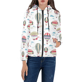 Hot air balloon pattern Women's Padded Hooded Jacket