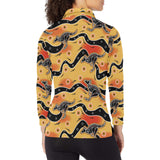 Kangaroo Australian aboriginal art pattern Women's Long Sleeve Polo Shirt