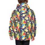 Colorful parrot flower pattern Kids' Boys' Girls' Padded Hooded Jacket