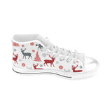 Deer tree snowflakes chrismas pattern Men's High Top Canvas Shoes White