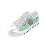 Kiwi blue background Men's Low Top Canvas Shoes White