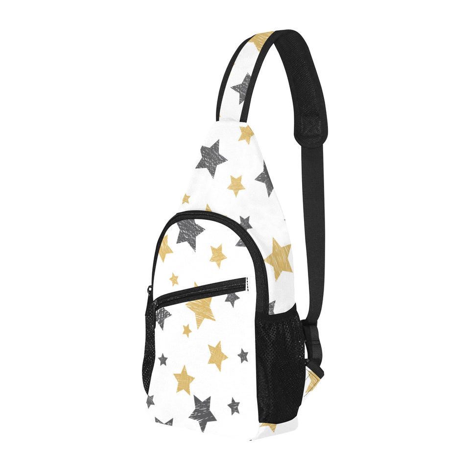 hand drawn gold black star pattern All Over Print Chest Bag