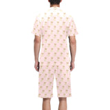 Golden Retriever Pattern Print Design 02 Men's V-Neck Short Pajama Set