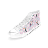 Beautiful toucan flower leaves Women's High Top Canvas Shoes White