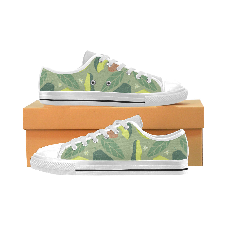 Avocado pattern Men's Low Top Shoes White