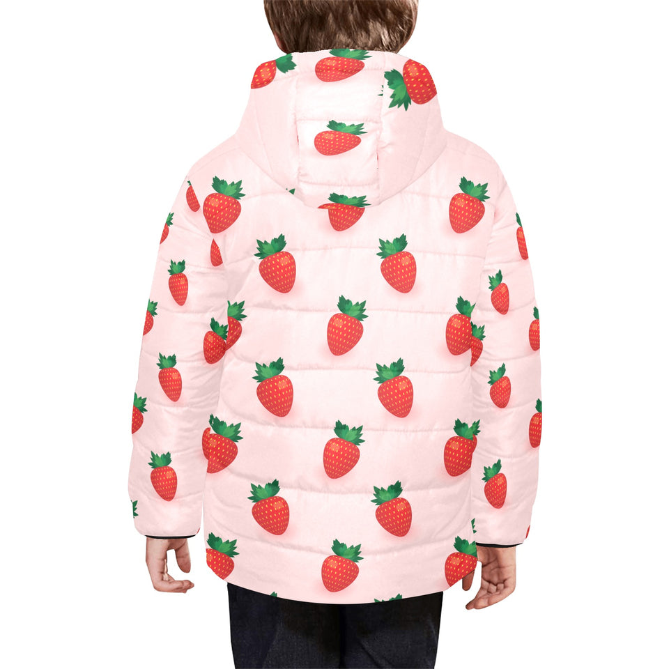 Strawberry beautiful pattern Kids' Boys' Girls' Padded Hooded Jacket