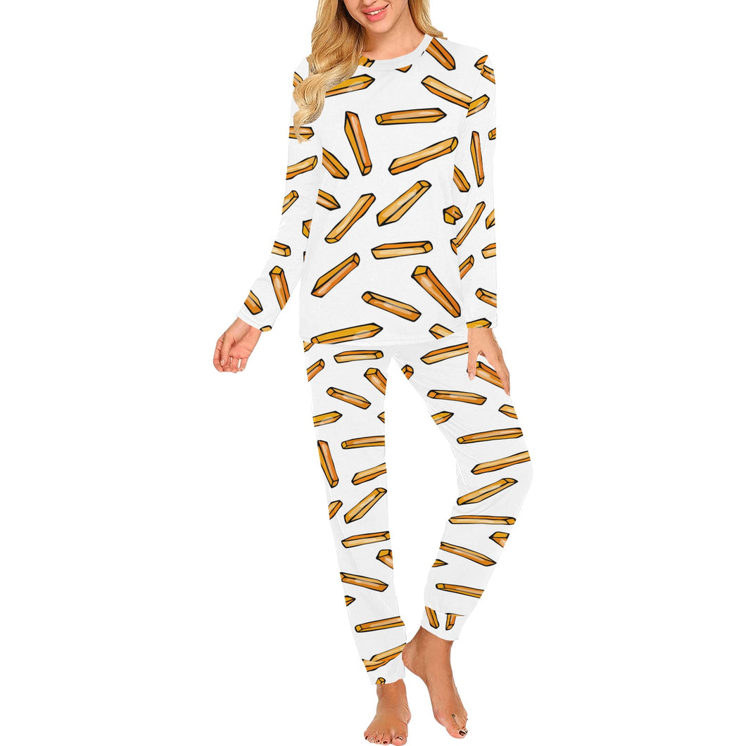 French fries potato pattern Women's All Over Print Pajama Set