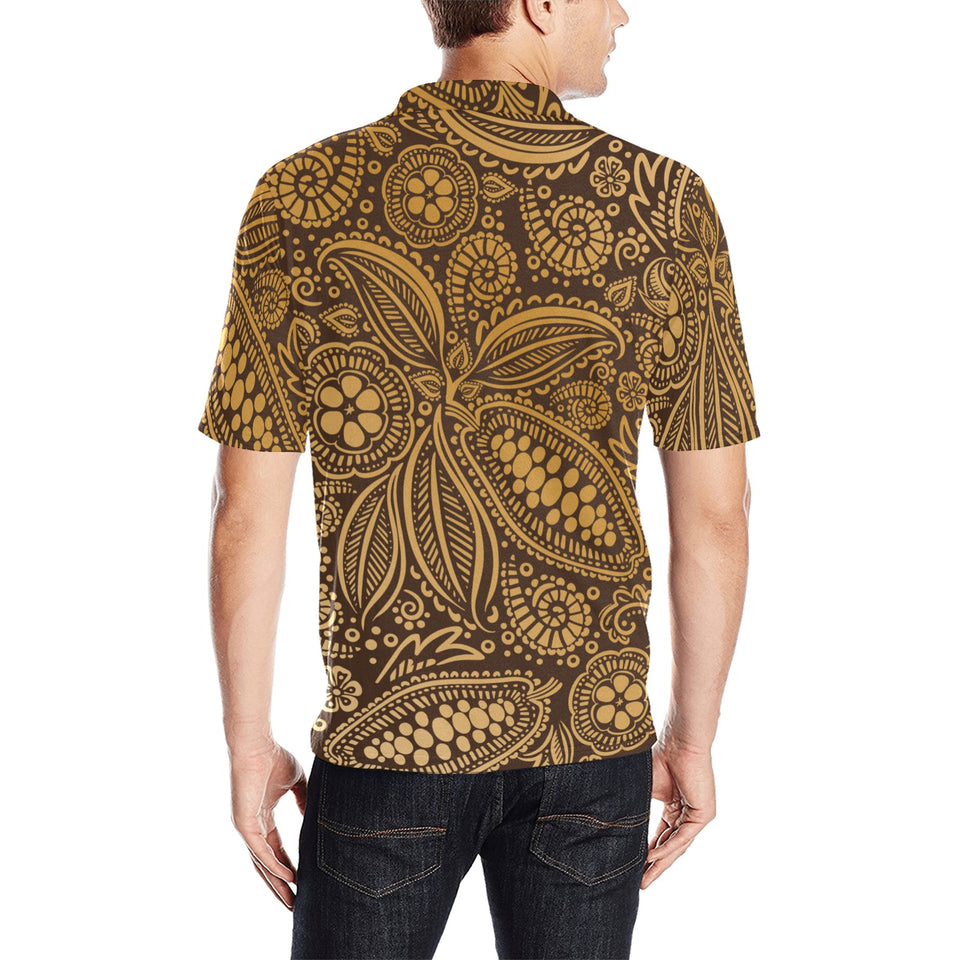 cacao beans tribal polynesian pattern background Men's All Over Print Polo Shirt