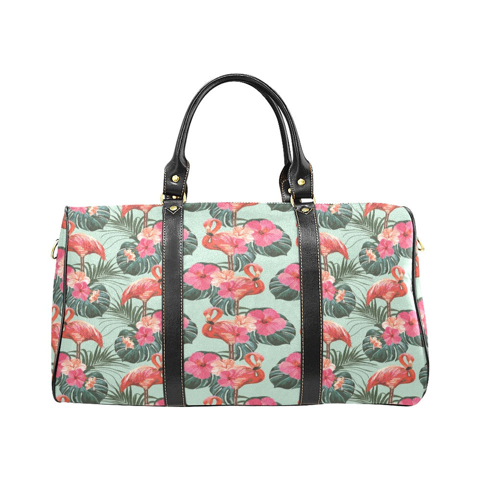Beautiful flamingo tropical palm leaves hibiscus p Travel Bag