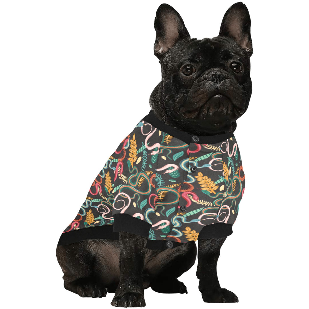 Colorful snake plant pattern All Over Print Pet Dog Round Neck Fuzzy Shirt