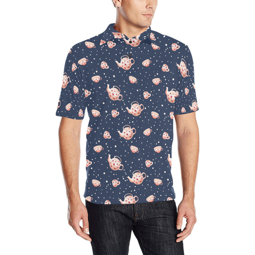 Tea pots Pattern Print Design 04 Men's All Over Print Polo Shirt