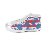 American football ball star stripes pattern Men's High Top Canvas Shoes White