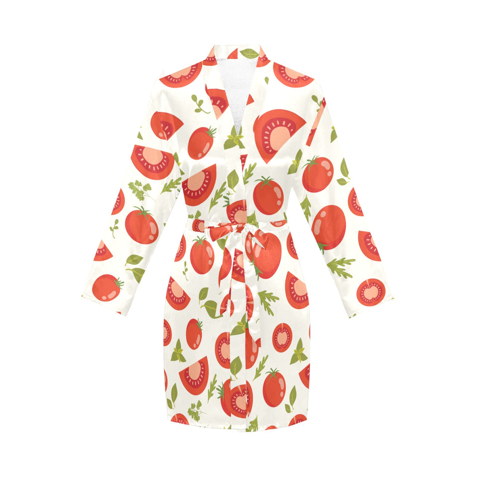Tomato pattern Women's Long Sleeve Belted Night Robe