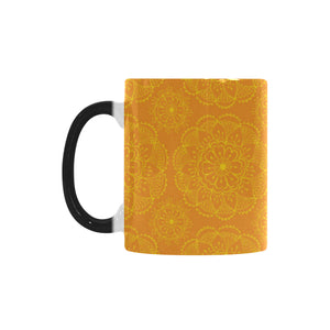 Orange traditional indian element pattern Morphing Mug Heat Changing Mug