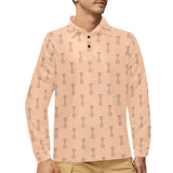 Engine Piston Cream Background Pattern Design 04 Men's Long Sleeve Polo Shirt