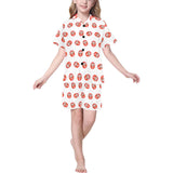 Daruma japanese wooden doll pattern Kids' Boys' Girls' V-Neck Short Pajama Set