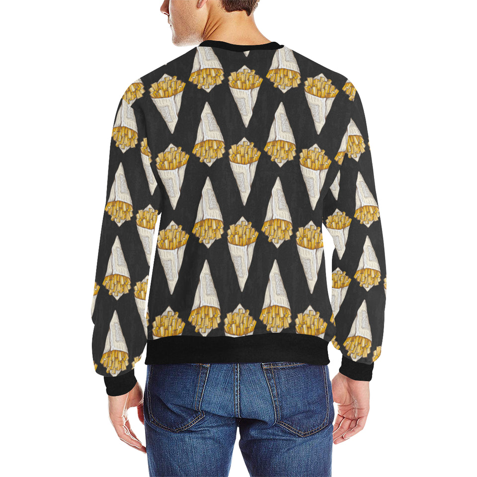 French fries dark background Men's Crew Neck Sweatshirt