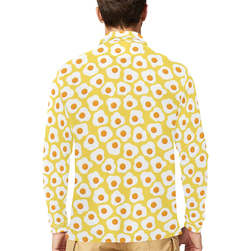 Fried Eggs Pattern Print Design 05 Men's Long Sleeve Polo Shirt