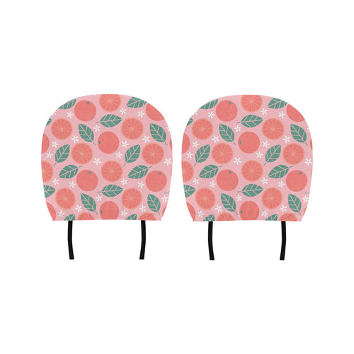 Grapefruit leaves flower pink background Car Headrest Cover