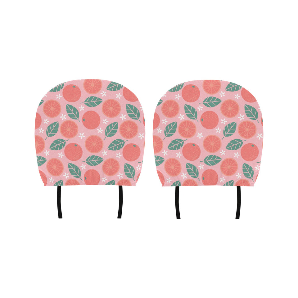 Grapefruit leaves flower pink background Car Headrest Cover
