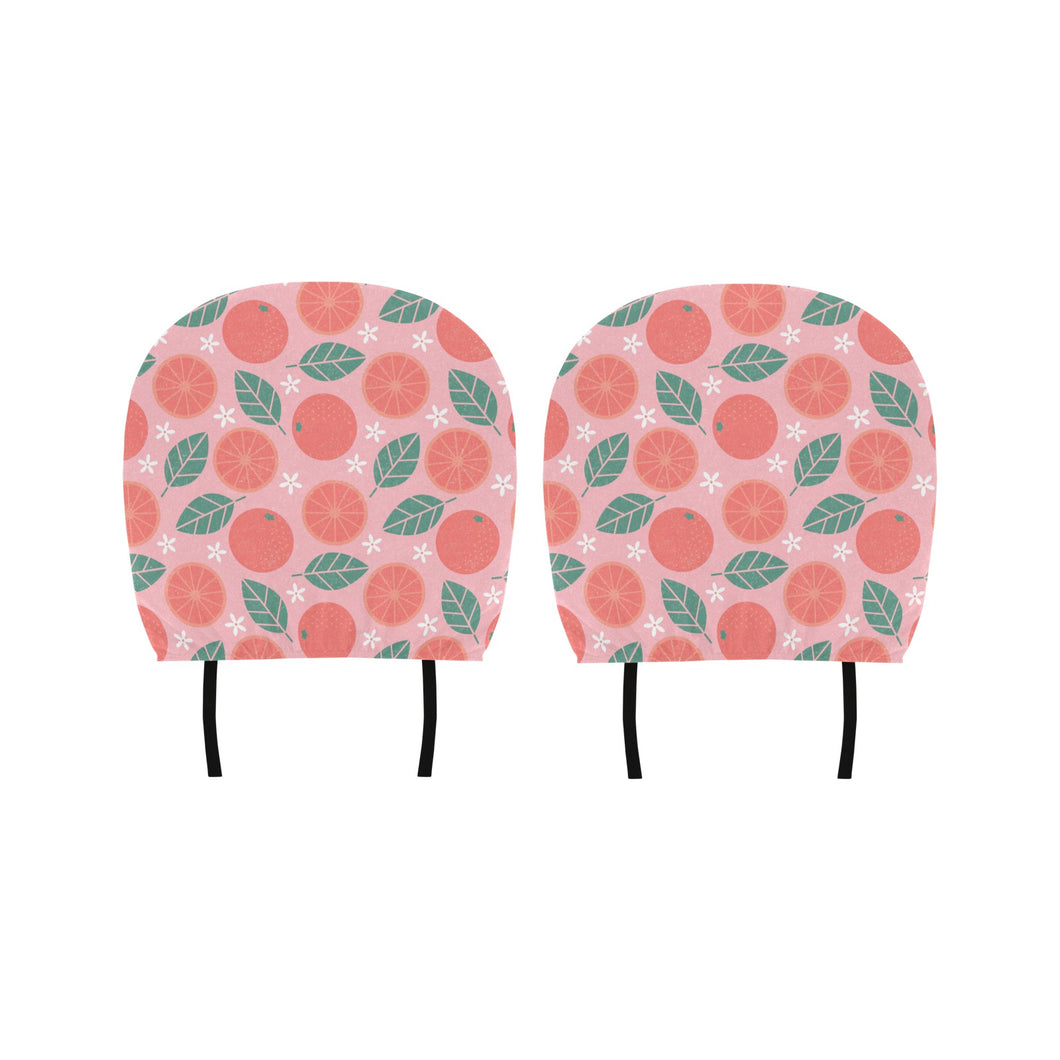 Grapefruit leaves flower pink background Car Headrest Cover