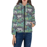 white bengal tigers tropical plant Women's Padded Hooded Jacket