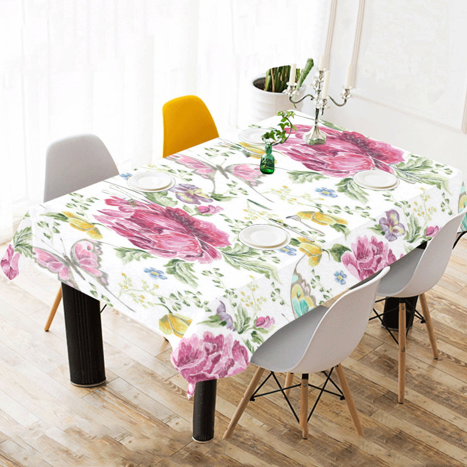 Hand drawn butterfly rose Tablecloth