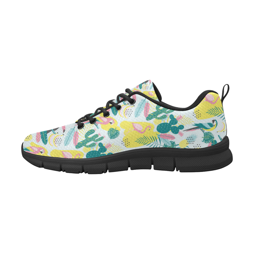 Cute parrot toucan flamingo cactus exotic leaves p Men's Sneaker Shoes