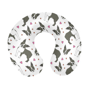 Boston terrier dog hearts vector pattern U-Shaped Travel Neck Pillow