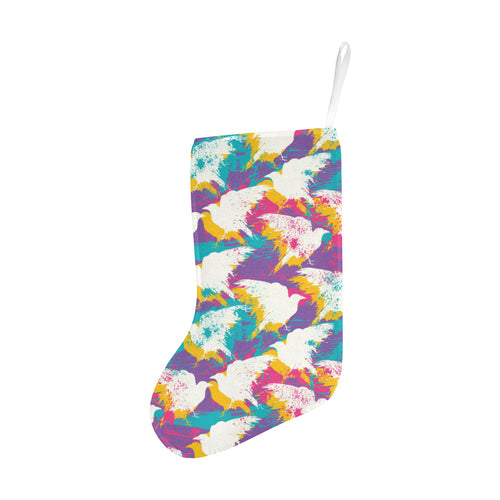 Colorful crow illustration pattern Christmas Stocking