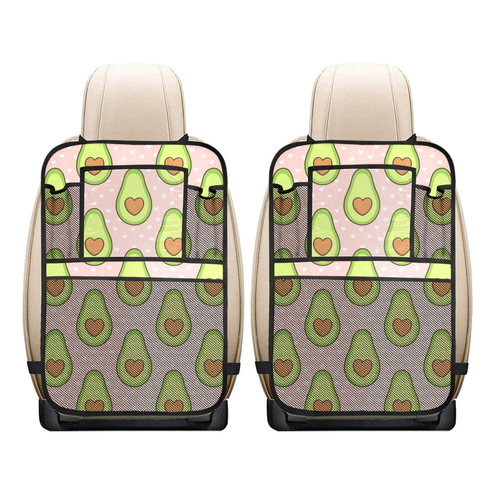Avocado heart pink background Car Seat Back Organizer