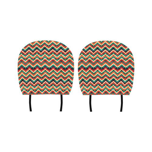 zigzag chevron colorful pattern Car Headrest Cover