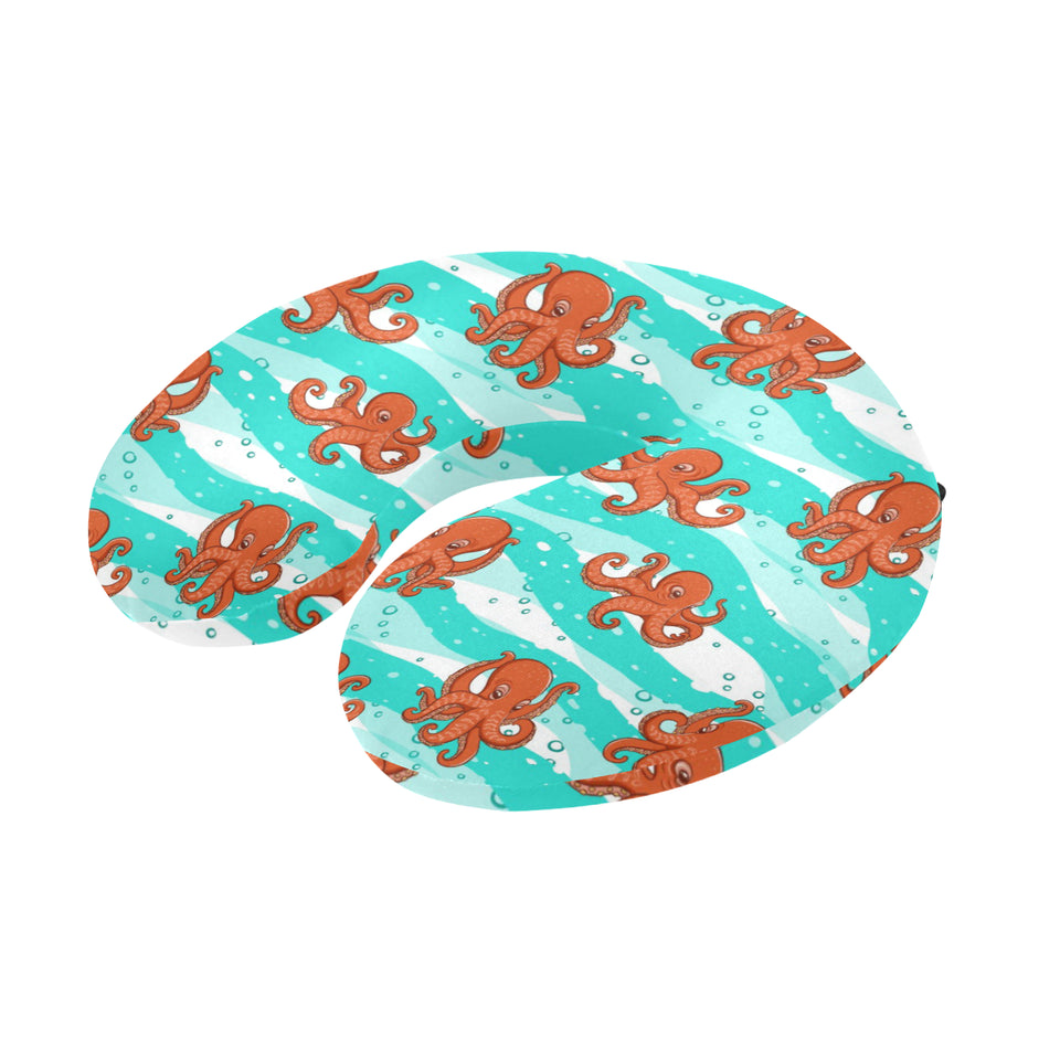 Octopuses sea wave background U-Shaped Travel Neck Pillow