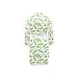 Green Peas Pattern Print Design 04 Men's Long Sleeve Belted Night Robe