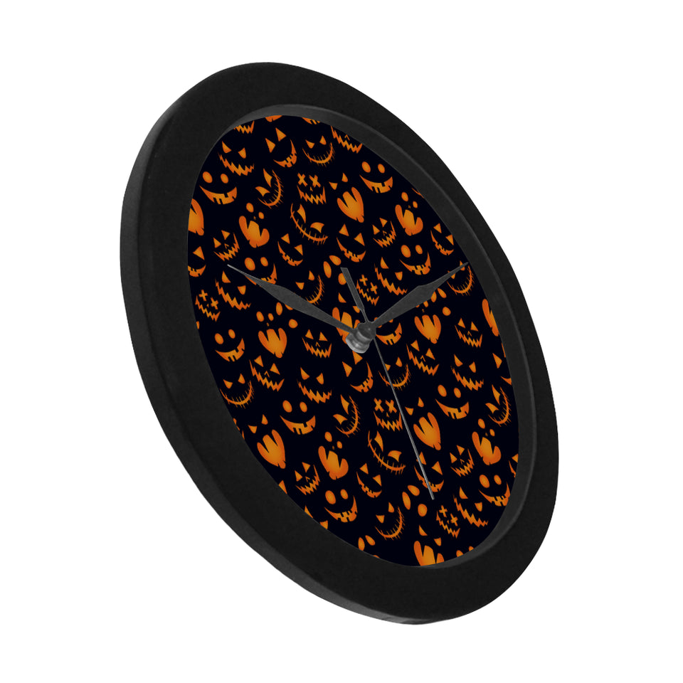 Halloween pattern Pumpkin background Elegant Black Wall Clock