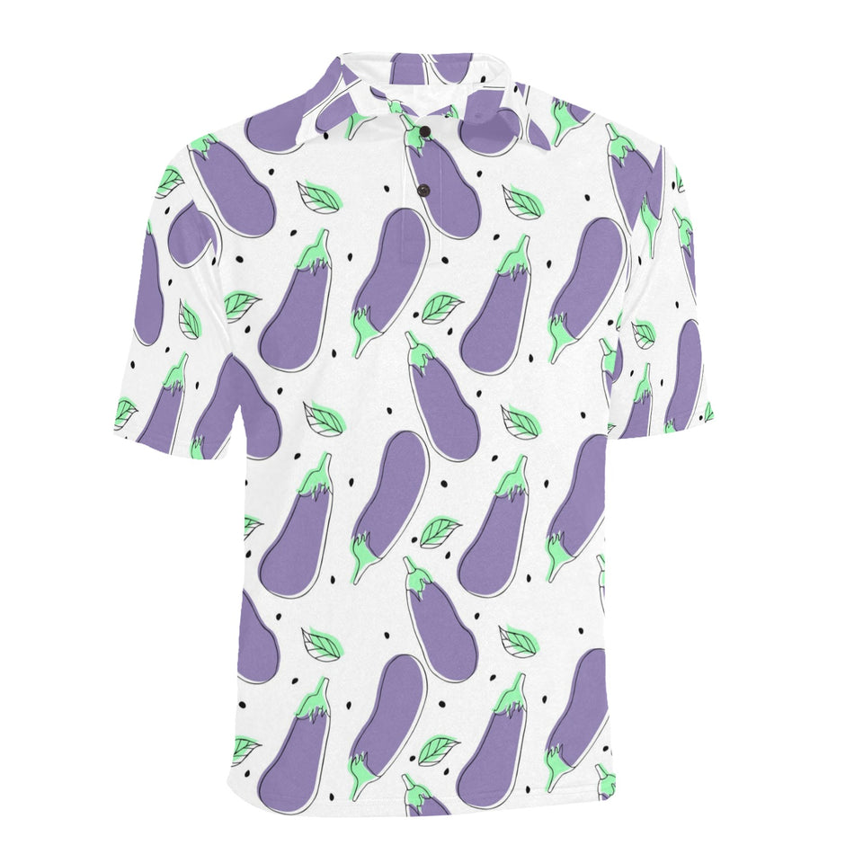 Eggplant Pattern Print Design 05 Men's All Over Print Polo Shirt