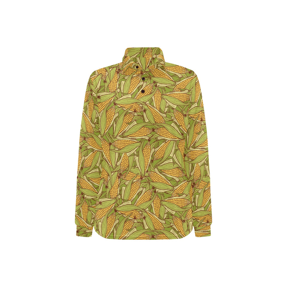 Corn Pattern Print Design 01 Women's Long Sleeve Polo Shirt