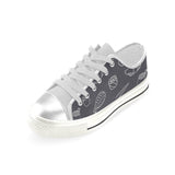 sushi pattern black background Women's Low Top Canvas Shoes White