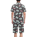 Camera Pattern Print Design 04 Men's V-Neck Short Pajama Set