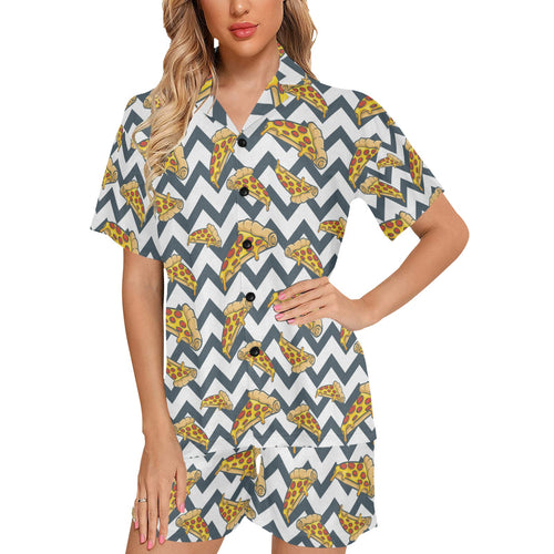 Pizza design pattern Women's V-Neck Short Pajama Set