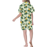 Beautiful parrot palm leaves pattern Kids' Boys' Girls' V-Neck Short Pajama Set
