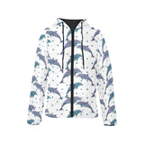 Dolphins pattern dotted background Women's Padded Hooded Jacket
