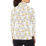 Golden Retriever Pattern Print Design 04 Women's Long Sleeve Polo Shirt