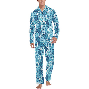 Hibiscus Pattern Print Design 03 Men's Long Pajama Set