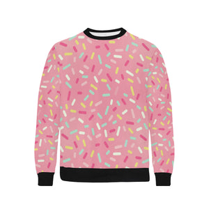 Pink donut glaze candy pattern Men's Crew Neck Sweatshirt