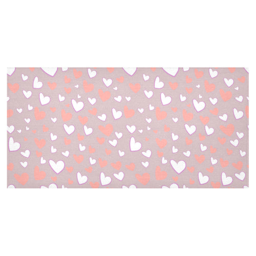 coral white heart pattern Tablecloth