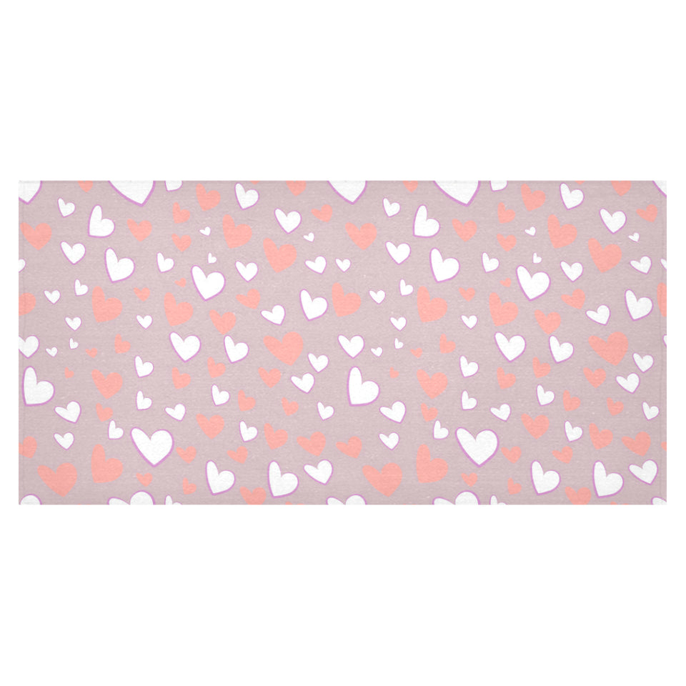 coral white heart pattern Tablecloth