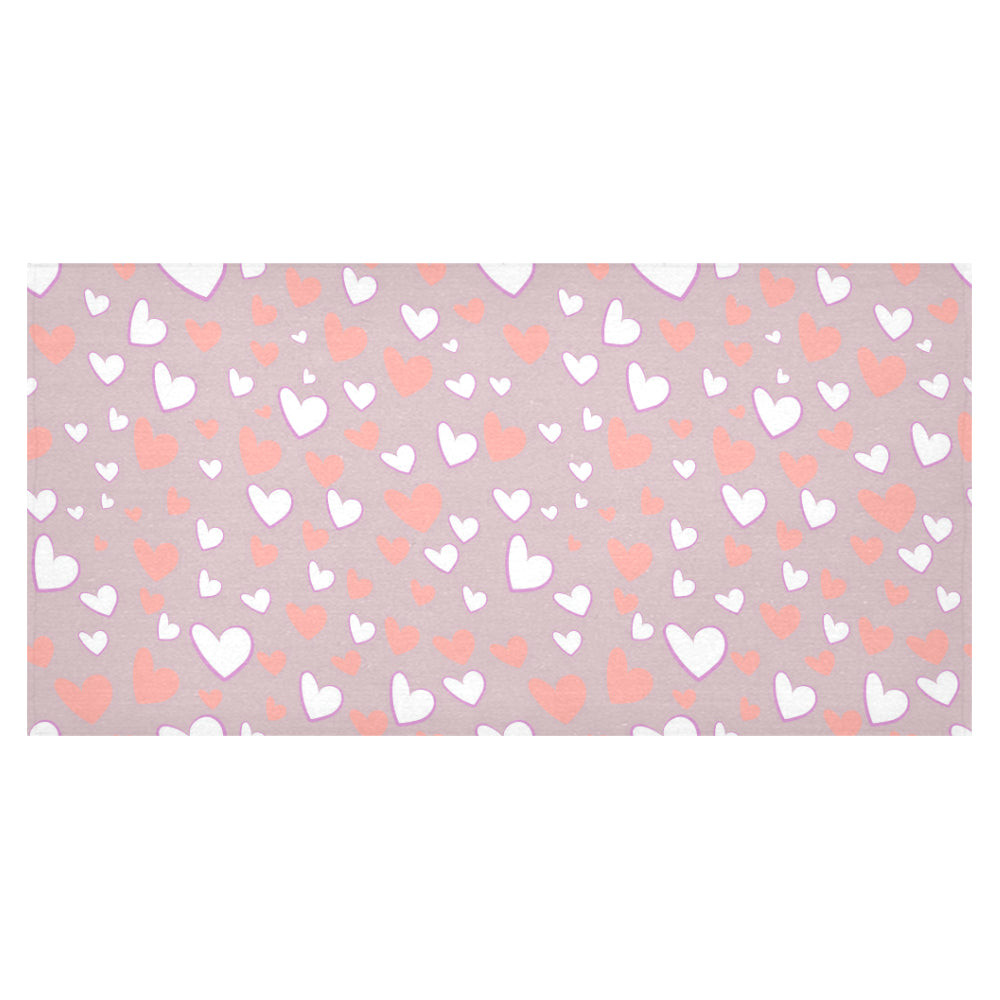 coral white heart pattern Tablecloth